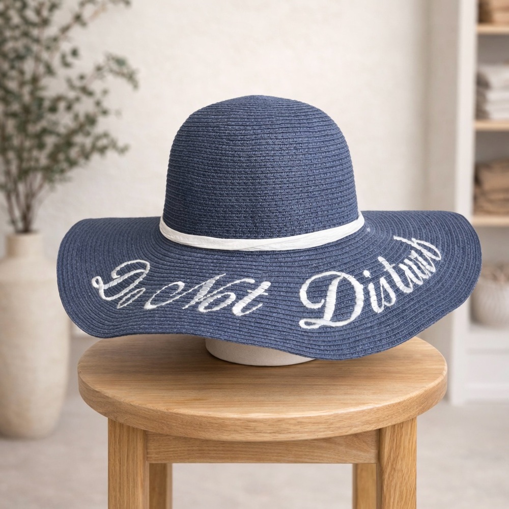 Dorfman Pacific “Do Not Disturb” Wide Brim Sun Hat - Navy Beach Resort Hat